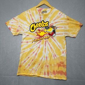 Cheetos Mens TShirt Medium Yellow Flamin Hot Tie Dye Chester Cheetah Graphic Tee
